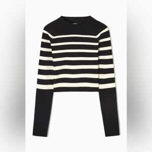 COS Stripe Knit Long Sleeve Cropped Top